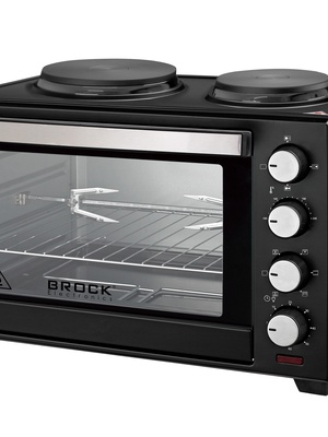 Elektriskā cepeškrāsns, 60 L, cepeškrāsns 2000W, plīts 1000W+600W. 220-240V TO 6022 BK  Hover