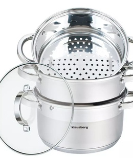 Tvaika katls, tērauds, komplektā 4 gab Ø20cm, 3.1L, Klausberg. KB 7139  Hover