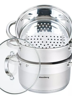Tvaika katls, tērauds, komplektā 4 gab Ø20cm, 3.1L, Klausberg. KB 7139  Hover