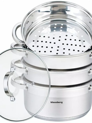 Tvaika katls, tērauds, komplekts 5 gab., Ø22cm, 4L, Klausberg KB 7143  Hover