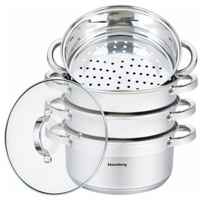 Tvaika katls, tērauds, komplekts 5 gab., Ø22cm, 4L, Klausberg KB 7143