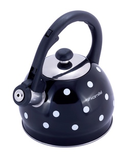 Nerūsējošā tērauda tējkanna ar svilpīti, 2,0 L (melna), 1070 BL, Kamille  Hover