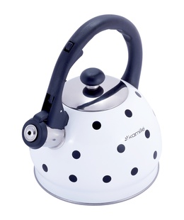 Nerūsējošā tērauda tējkanna ar svilpīti, 2,0 L (balta), 1070 WH, Kamille  Hover