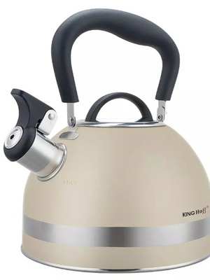 Tējkanna ar svilpi, 1,8L, nerūsējošais tērauds, bēšs, KINGHoff. KH 1854  Hover