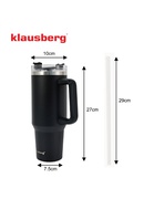 Termokrūze ar salmiņu, melna, 1100 ml, nerūsējošais tērauds, Klausberg, KB 7942 Hover