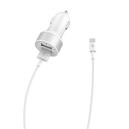  Devia Smart Series Dual USB Car Charger Suit with Lightning Cable (MFi)(2.4A,2USB) white