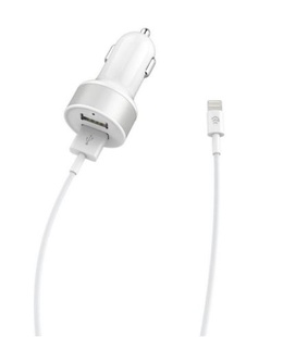  Devia Smart Series Dual USB Car Charger Suit with Lightning Cable (MFi)(2.4A,2USB) white  Hover