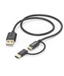  Hama 00178327 2-in-1 Micro-USB Cable with USB Type-C Adapter 1m Black  Hover