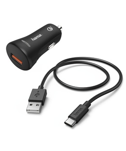  Hama 00183231 Car Charger, USB Type-C QC 3.0 3A,  Black  Hover