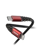  Hama 00201541 Extreme Charging Cable USB-C - Lightning 1.5m Nylon black/red Hover