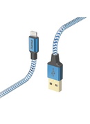  Hama 00201553 Reflective Charging Cable, USB-A - Lightning 1.5m Nylon blue