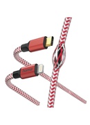  Hama 00201562 Reflective Charging Cable, USB-C - Lightning 1.5m Nylon red