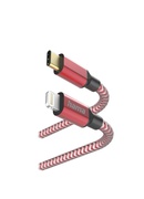  Hama 00201562 Reflective Charging Cable, USB-C - Lightning 1.5m Nylon red Hover