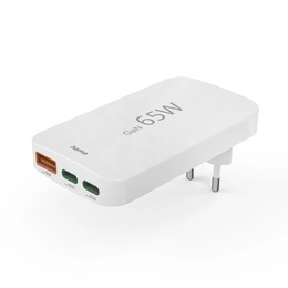  Hama 00201976 Flat Charger 220V With 2xUSB-C/USB-A  65W White
