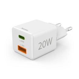  Hama 00201991 Fast Charger 1x USB-C 1x USB-A, Mini Charger, PD, 20W, White