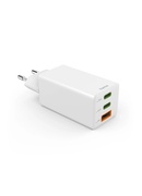  Hama 00201996 Fast Charger GaN, 2x USB-C, 1x USB-A, Mini Charger, PD, 65W, White Hover
