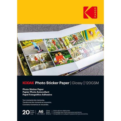  Kodak Photo Sticker Paper Gloss 120gsm A6x20 (3510652)
