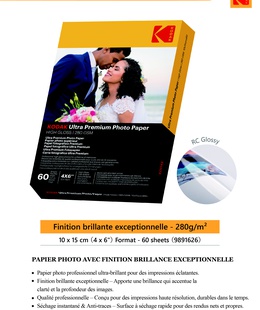  Kodak Ultra Premium Photo Paper 280g High Gloss 10 x 15 cm 60 Sheets  Hover