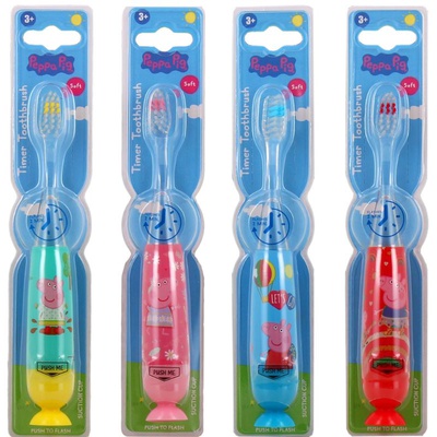 Birste Peppa Pig Flashing Toothbrush Set with Suction Cap Different Colors 4 pcs