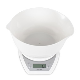 Svari Salter 1024 WHDR14 Digital Kitchen Scales with Dual Pour Mixing Bowl White
