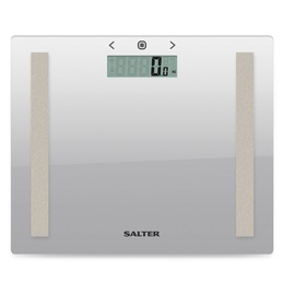 Svari Salter 9113 SV3RAREU16 Compact Glass Analyser Bathroom Scales - Silver