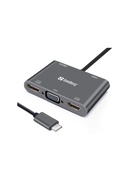  Sandberg 136-35 USB-C Dock 2xHDMI+1xVGA+USB+PD