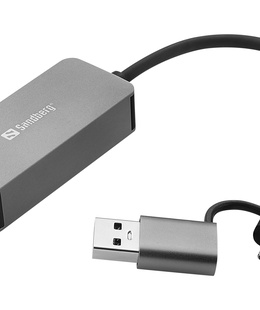  Sandberg 136-68 USB-C/A 2.5 GbE RJ45 Adapter, 2.5 Gigabit Ethernet on USB-C  Hover