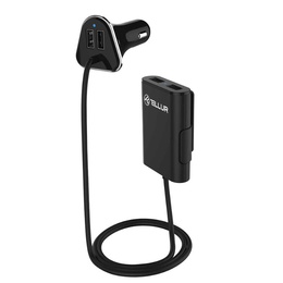  Tellur Car Charger with extension, 4*USB, 9.6A, 1.8m black