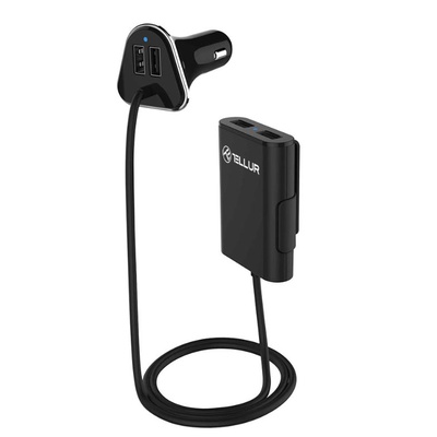 Tellur Car Charger with extension, 4*USB, 9.6A, 1.8m black
