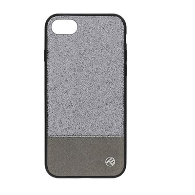  Tellur Cover Synthetic Leather Glitter II for iPhone 8 silver