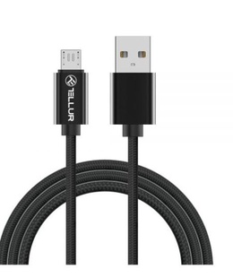  Tellur Data cable, USB to Micro USB, Nylon Braided, 1m black  Hover