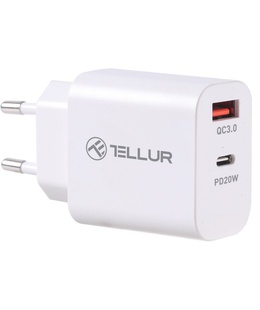  Tellur Dual Port Wall Charger PDHC PD 20W + QC3,0 18W White  Hover