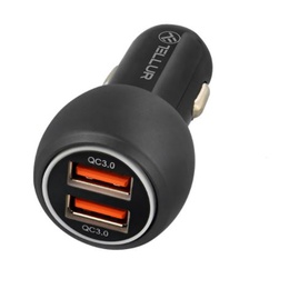  Tellur Dual USB Car Charger With QC 3.0, 6A black