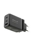  Tellur GaN 65W 3-port wall charger, 2xUSB-C + USB-A, EU,UK,US, black Hover