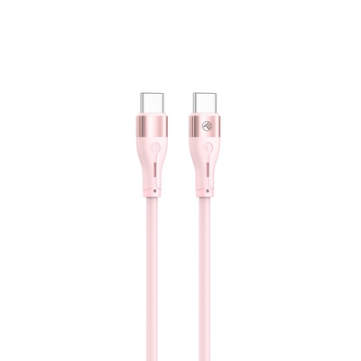  Tellur Silicone Type-C to Type-C Cable PD60W 1m Pink