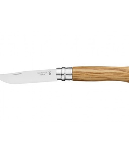  Nazis OPINEL Nr. 8, nerūsējošais tērauds, olīvkoka rokturis kartona kastē  Hover