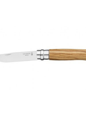  Nazis OPINEL Nr. 8, nerūsējošais tērauds, olīvkoka rokturis kartona kastē  Hover