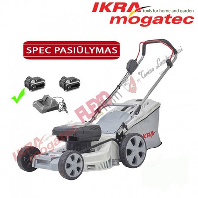  Akumulatora zāles pļāvējs 40V 5Ah IKRA Mogatec IAM 40-4325 - PILNS KOMPLEKTS