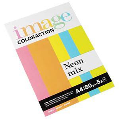  Krāsains papirs IMAGE C. NEON Mix A4/80g/m2 5 krāsas x10lap.