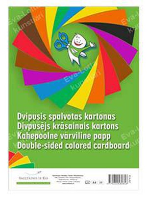  Krāsains kartons A4,  16 krāsas divpusējs 190g/m2  Hover