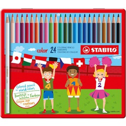  Krāsainie zīmuļi STABILO color | 24 krāsas metāla kārbā