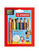  Krāsainie zīmuļi STABILO WOODY 3 in1 | 6 krāsas+ zīmuļasināmais