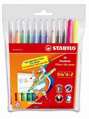  Flomasteri Stabilo Trio A-Z | 12 krāsas  Hover