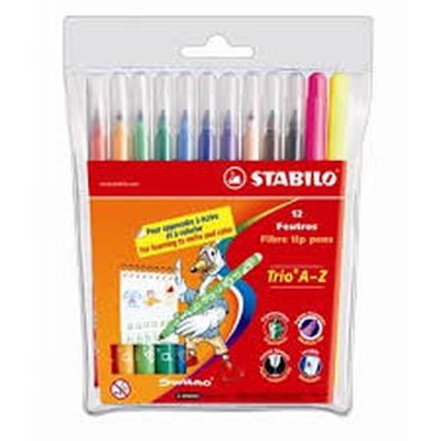  Flomasteri Stabilo Trio A-Z | 12 krāsas