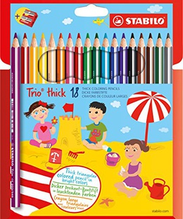  Krāsainie zīmuļi STABILO TRIO |18 krāsas + asināmais  Hover