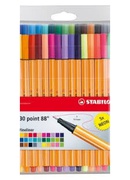  Tintes pildspalvu komplekts STABILO POINT88|iepakojumā 30 krāsas