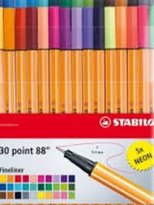  Tintes pildspalvu komplekts STABILO POINT88|iepakojumā 30 krāsas  Hover