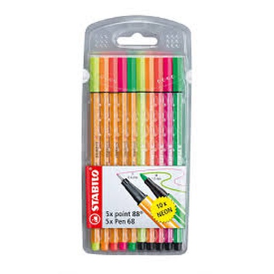  Pildspalvu un flomasteru komplekts NEON COLORS | 10 krāsas