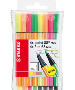  Pildspalvu un flomasteru komplekts-MINI NEON. Iepakojumā 8 gab.  Hover