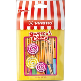  Pildspalvu komplekts STABILO POINT MINI SWEET |0.4 mm|15 krāsas